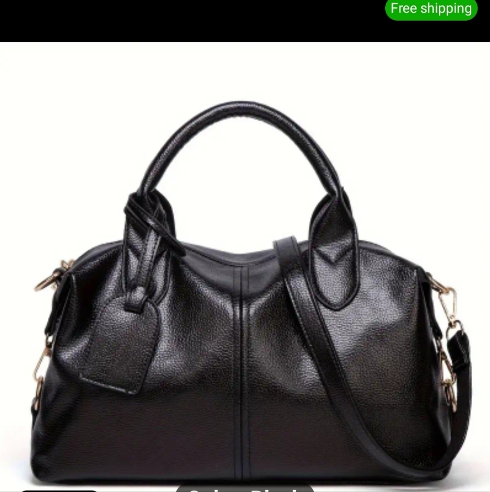 Sleek Black Leather Satchel